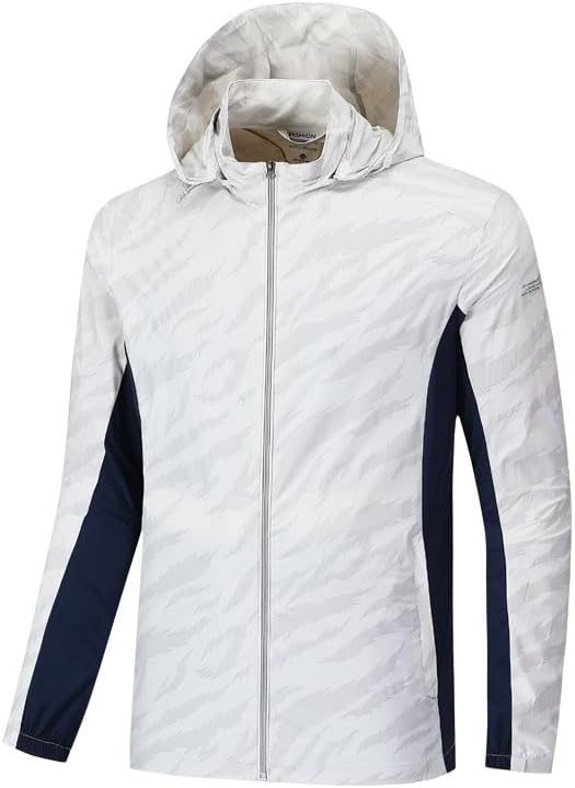 UPF50+ Men's Detachable Hood Fishing Jacket with Breathable Ice Silk & Mesh Panels | Slim-fit Colorblock Design