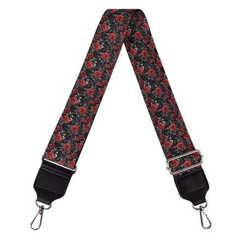 Image of Talayituse Rose Spider Web Print Shoulder Strap Wide Purse Bag Strap Halloween Decoration Adjustable Replacement Belt Luggage Crossbody Shoulder Bag Strap for Women Girls