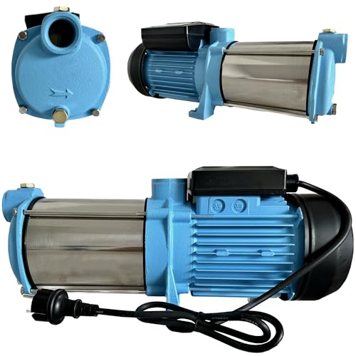 Pompe à Eau MAX-H 1300 (1300 W, 5520 l/h, hauteur max. 55 m) – Pompe de Surface Multicellulaire Auto-amorçante - à 5 TURBINES en INOX - Pour Eau Propre - Pompe de...