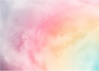 AIIKES 8X6FT Rainbow Cloud Birthday Backdrop Gradient Color Cloud Photography Backdrop Baby Shower Girl Birthday Cake Smash Wedding Party Decoration Photo Studio Props 12-420