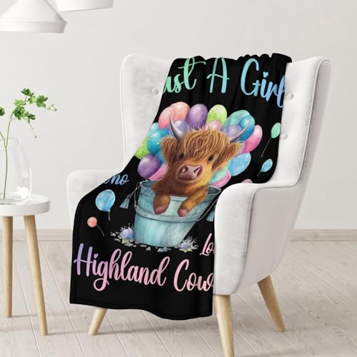 Highland Cow Blanket Gifts - 30x40 Inches Cute Throw Blanket for Girls - Colorful Soft Fuzzy Blankets for Couch & Office