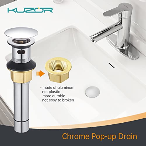 Kuzor 2 Pcs Bathroom Sink Drain Assembly Pop Up Drain With Overflow Stainless Steel Chrome For Vessel Vanity With Detachable Built-In Anti-Clogging Strainer #TOP1