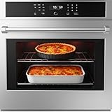 PioneerWorks 30' Electric Single Wall Oven, 4.8 cu.Ft. Capacity AirFry True Convection, Self Cleaning, Stainless Steel Freestanding Electric Range Oven with Front Control, Silver