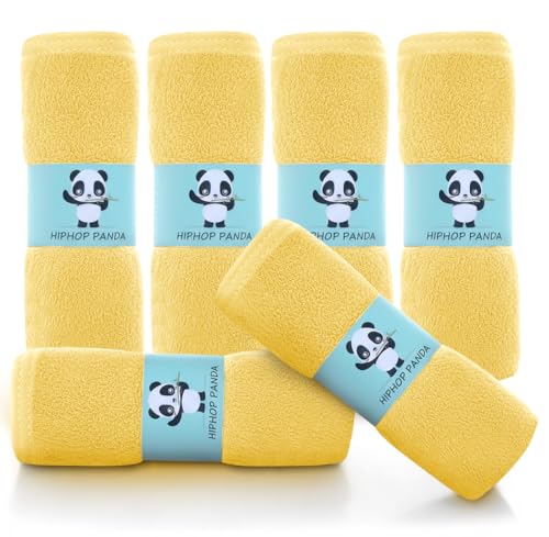 Image of HIPHOP PANDA Baby Washcloths, Rayon Made from Bamboo - 2 Layer Ultra Soft Absorbent Newborn Bath Face Towel - Reusable Baby Wipes for Delicate Skin - Yellow, 6 Pack