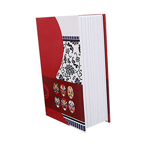 HOMSFOU Caja fuerte de metal con cerradura de llave, diseño chino elegante, almacenamiento duradero para dinero, joyas, objetos de valor, mezcla discreta de aspecto de libro