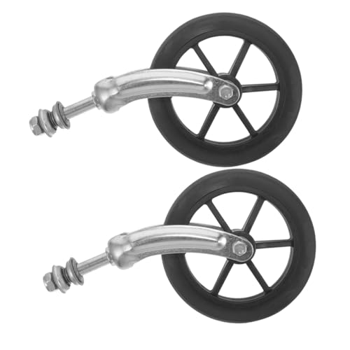 ROMISBABA 2個 車椅子用交換ホイール 前輪ブラケット付き 耐摩耗性製チューブ軸受けソリッドホイール フロントフォーク立済みモデル対応車椅