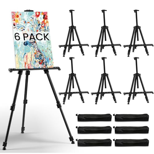 Image of RRFTOK 6 Pack 17-66 Inch Art Easel Stand for Painting and Sign, Black