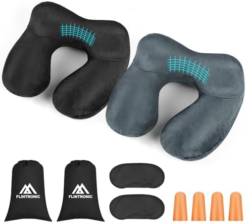 Flintronic Coussin de Voyage Gonflable, 2 Pcs Oreiller de Voyage ...