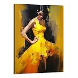 GLIDAX Flamenco Spanish Woman Heat Dancing Dancer Flamenco Dancing Elegant Poster Painting Canvas Wall Art Living Room Bedroom Decor Modern Oil Painting (Framed-16x20 in)