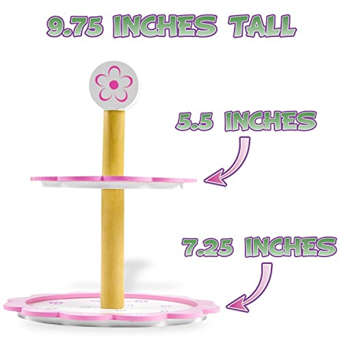 Wood 15-Piece Tea Time Pastry Tower By Imagination Generation | Toy Dessert Stand With Tea Set, Cakes, Cupcakes | Pink Tower #TOP5