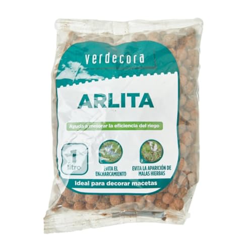verdecora Arcilla Expandida (Arlita) | Bolas de Arcilla para Drenaje y Cultivo Hidropónico – Mejora la Aireación y Evita el Encharcamiento (1 Litro)