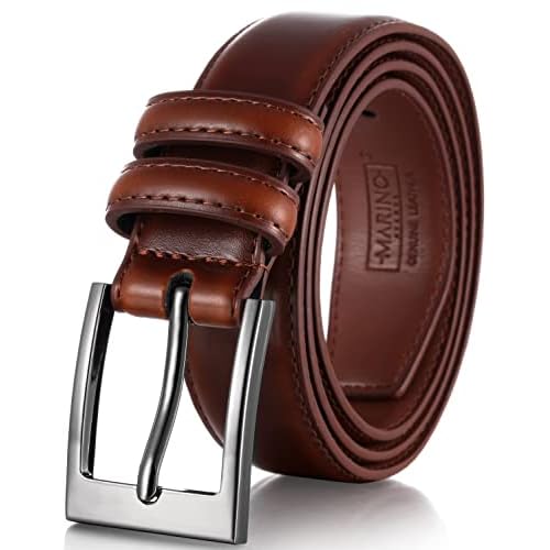 Marino’s Men Genuine Leather Dress Belt with Single Prong Buckle