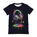 Ainuno Boys Shirts Black Boys Clothes Size 8 Funny Graphic Tees for Boy Cool Graffiti Shirt Music Lover Gifts Headphone Earphone Printed Tee Age 7-8 Years,S