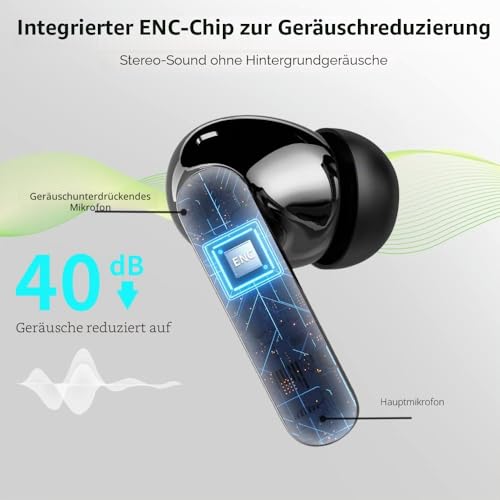 Kopfhörer Kabellos Bluetooth, Bluetooth 5.4 Kopfhörer, Tiefer Bass Ohrhörer
