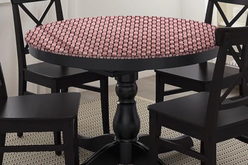 Image of The Furnishing Tree Round Elastic Fitted Dining Table Cover WxL 36x36 Inches Basketweave Pattern Multicolor