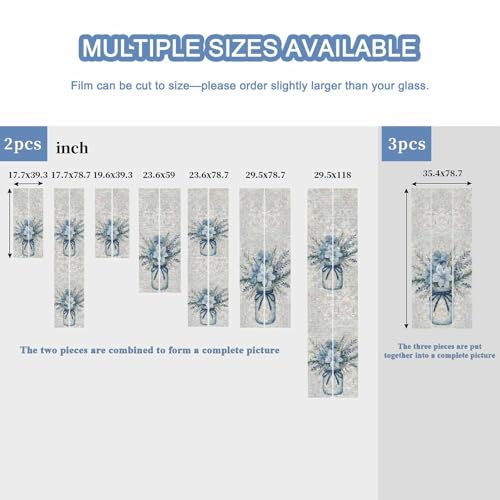 Película de privacidad azul floral 19.6"x39.3" miniatura 6