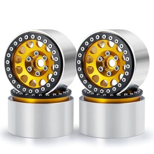RC���� For Axial For SCX10 For Wraith For TRX4 For TRX6 D90 4WD 1/10 4 �� 1.9 "�r�[�h���b�N�z�C�[�������g�� 35 �~�����[�g���z�C�[���n�u RC �N���[���[��(Yellow)
