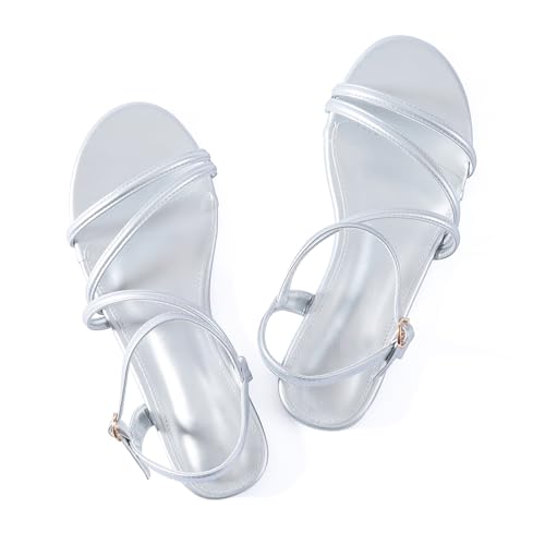 Image of Mtzyoa Women Flat Sandals Dressy Strappy Gladiator Summer Ankle Strap Nude Open Toe Comfortable Wedding Casual Leather Ladies Party Trendy Vacation