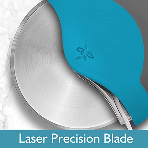 Decostyle, Blue Pizza Cutter Wheel With Protective Blade Cover, Improved, Super Sharp, Easy To Use And Clean, Slicer, Ergonomic Rubberized Grip, Heavy Dutty, Stainless Steel, Dishwater Safe #TOP1