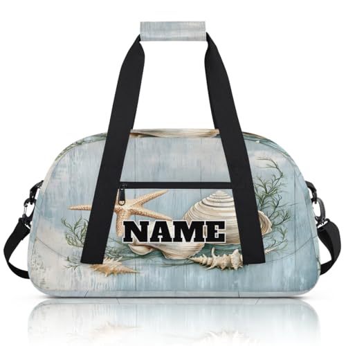 Seashell Starfish Custom Ballet Dance Bag Rustic Wooden Personalised Sport Gym Bag for Travel, Duffel, Weekender