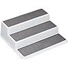 Copco Basics 3-Tier Spice Rack for Inside Cupboard, Non-Slip Kitchen Shelf Organiser, 26 x 23 x 8.5cm, White/Grey