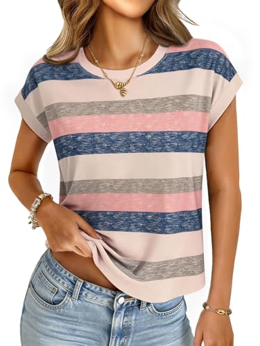 Image of UNCLECAT Womens Crop Tops Loose Fit Cap Short Sleeve Summer Tee | Crew Neck, Solid Color, Graphic, Casual, Going Out, Trendy Outfits, Fashion Clothes, Daily Wear, Work, Vacation