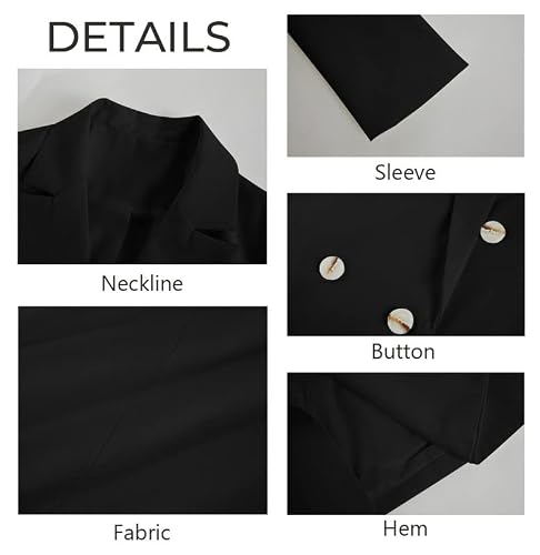 Koinshha Womens Long Sleeve Lapel Blazers Casual Solid Color Button Up Jacket Open Front Work Office Blazer Black #TOP6