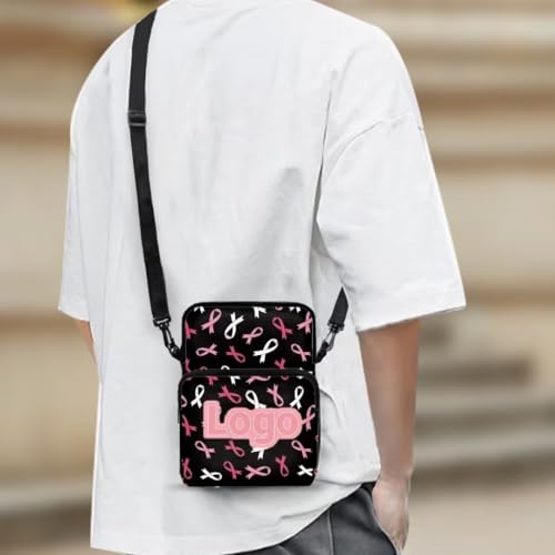 Image of Crossbody Bag for Women Sling Purse Pink Ribbon Cell Phone Holder with Straps