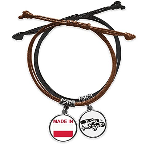 Bracelet Pologne en cuir et corde tressée main style minibus chic