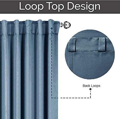 Image of LINENWALAS Cotton Solid Hangs Elegantly with Back Loops Linen Textured Window Curtains for Home Decor (4.5x5 ft, Navy Blue)