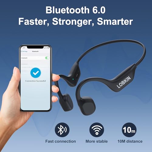 LOBKIN Bone Conduction Headphones, Open Wireless Bluetooth 6.0 with Magnetic IP67 Waterproof Earphones Running Headphones, Ultra-Lightweight Sports Earbuds for Gym Workout Cycling (Black) - Image 6
