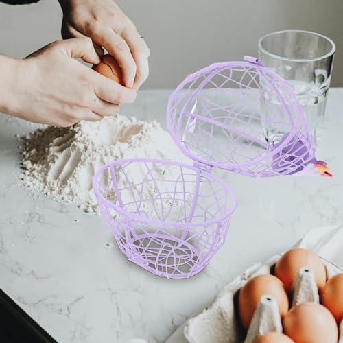 Cesta para huevos con forma de gallina de hierro Angoily para organizar la cocina 7