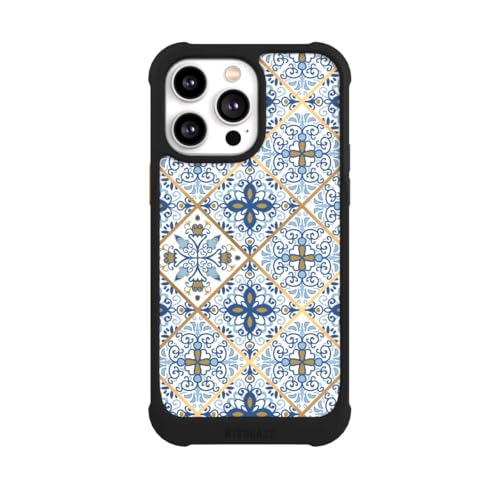 Coque antichoc iPhone 14 Pro Max NIVOmax noire style mandala pour le quotidien