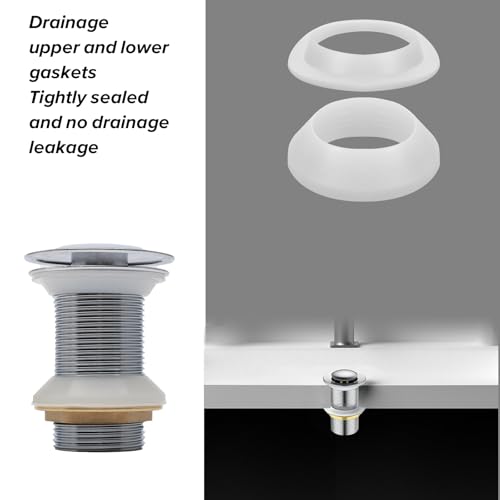 Image of Sink Drain Gasket - Universal Basin Replacement Parts, Thickened Silicone Sealing Ring, Drainage Plug Stopper Tool for Vessel Bathroom Kitchen, 2 Sets