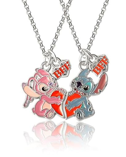 Disney Lilo & Stitch - Juego de 2 collares para mejores amigas con dije de mejor amiga y puntada, con licencia oficial, Moderno, No es una piedra preciosa | Ya disponible en tu tienda friki favorita! En mundofriki.es!