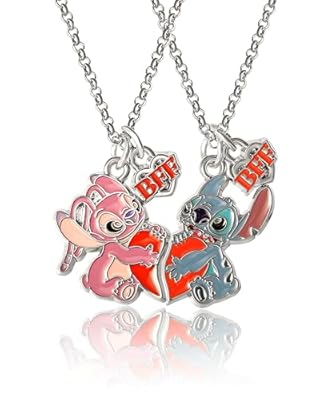Disney Lilo & Stitch - Juego de 2 collares para mejores amigas con dije de mejor amiga y puntada, con licencia oficial, Moderno, No es una piedra preciosa | Ya disponible en tu tienda friki favorita! En mundofriki.es!