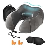 LMBMYYS Almohada de Viaje Viscoelástica de Espuma de Memoria, con Soporte Cervical ergonómico, Incluye máscara para...