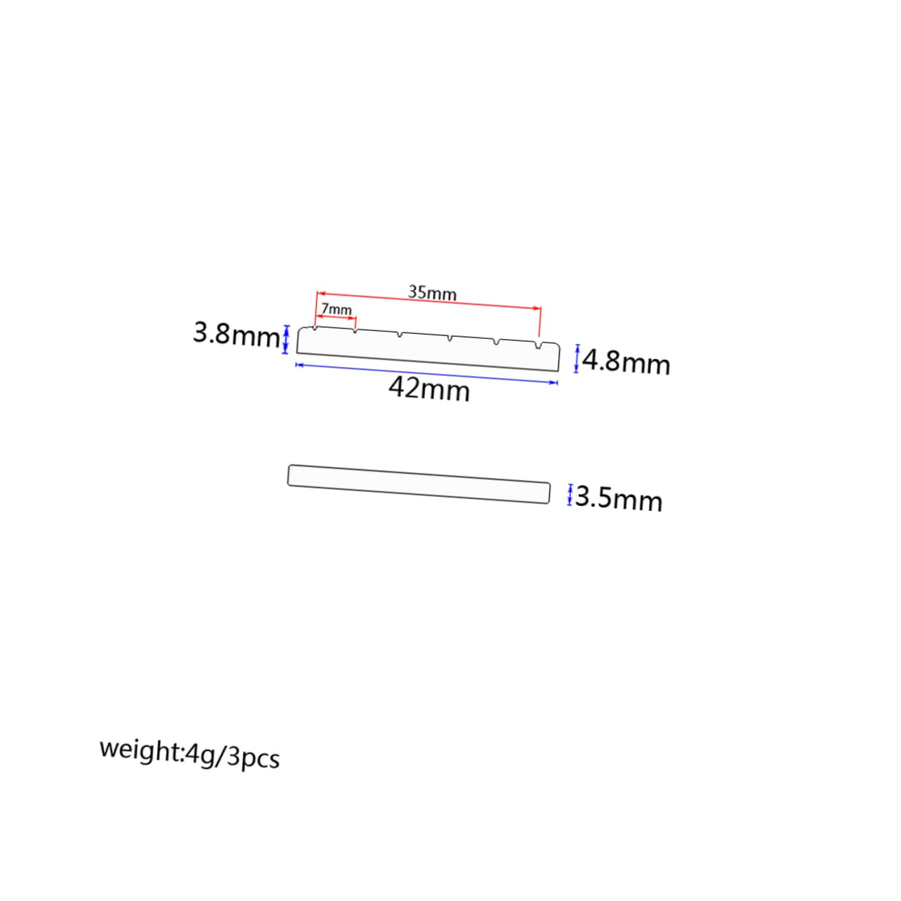 Toddmomy Professional Guitar Parts 6 String Bass Guitar Bone Nuts Slotted for Instrument Accessories