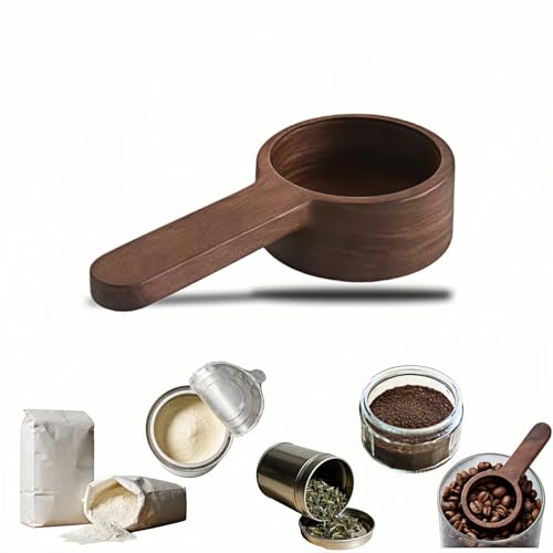 Walnut Wood Coffee Scoop & Measuring Spoon - 1 Tablespoon (15ml) for Ground Coffee, Tea, Spices, Protein Powder - Non-Scratch Kitchen Utensil, Reusable Stirring Spoon, Travel-Friendly Cooking Tool