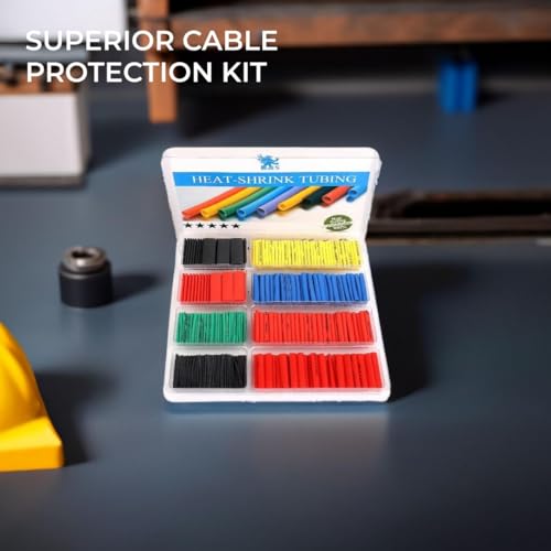 H&S Heat Shrink Tubing for Wire Protection - 532pcs Electric Insulation Protection Kit with Assorted Colors & Sizes - Cable Sleeving Set with 2:1 Heat Shrinkage Tubes