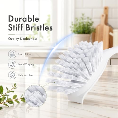 Image of Amazer Dish Brush with Handle, 2 Pack Kitchen Scrub Brushes for Cleaning, Dish Scrubber with Stiff Bristles for Sink, Pots, Pans (Grey+Grey)