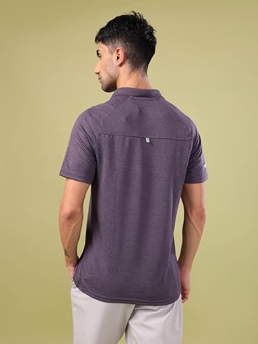 Image of TECHNOSPORT Men's 100% Polyester Slim Fit Self-Design Half Sleeve Polo T-Shirt with Double Cool, SPF50+ Properties for Gym, Workout 7 Regular Use