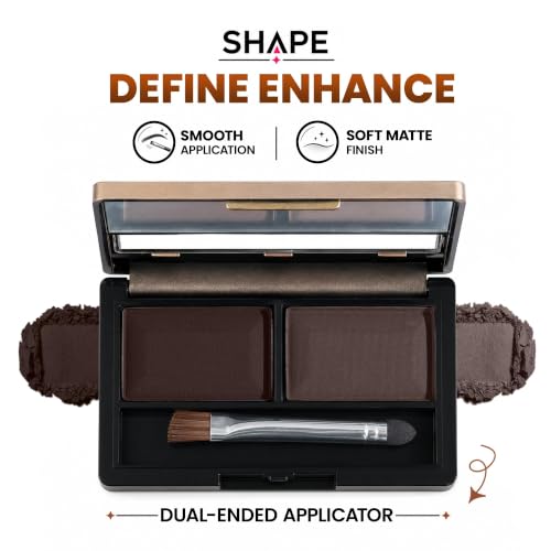 Image of FASHION COLOUR Dual Eyebrow Powder Kit With Spoolie | Powder With Brush | Long-Lasting | Natural Looking Brows | Rich Color Payoff | Shaped & Defined Brows | Brown | 8gm