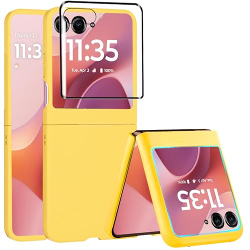 Coque Motorola Razr 2025 jaune fine antichoc avec protection écran intégrée