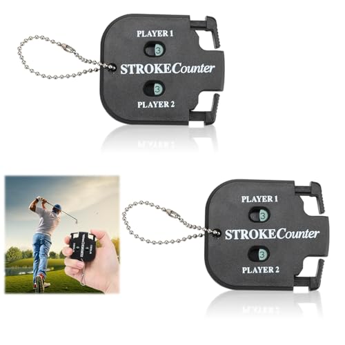 2 Pcs Contador Golpes Golf,Contador Digital de Golpes para Golf con Cadena,Indicador de Puntuació, Ligero y Portátil, Material Abs Durable para 2 Jugadores, Ideal para Golf y Juegos De Pelota(Negro)