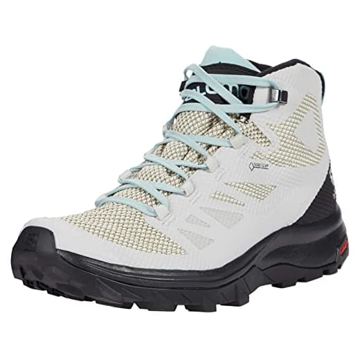 Salomon Dam Outline Mid GTX, höga vandringsskor, vattentäta, Vit svart Lunar Rock svart pastell turkos - 42 2/3 EU