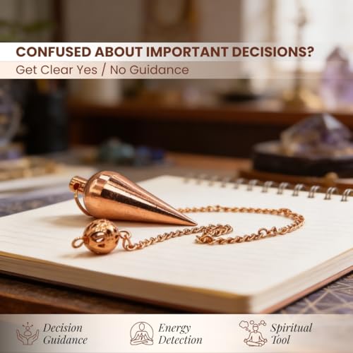 Image of Plus Value Copper Plated Dowsing Pendulum for Professional Massager Manual Back Dowsers, Vastu & Feng Shui Experts Metal Tool (4 Premium Chart & Jute Bag)