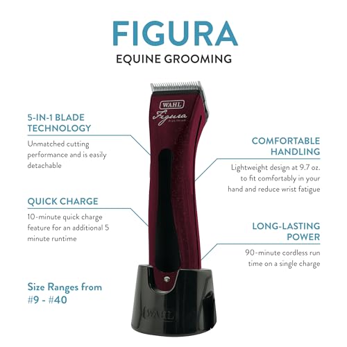 Wahl Professional Animal Figura Equine Horse Cordless Clipper Kit – Metallic Red Wahl Professional Animal Figura Equine Horse Cordless Clipper Kit – Metallic Red