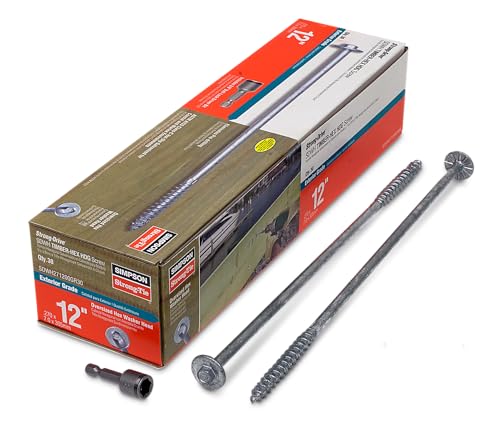 Simpson Strong-Tie SDWH271200GR30 Strong-Drive SDWH Tornillo Timber HEX HDG 0.276 pulg. x 12 pulg. 3/8 Hex (30 piezas) miniatura 1