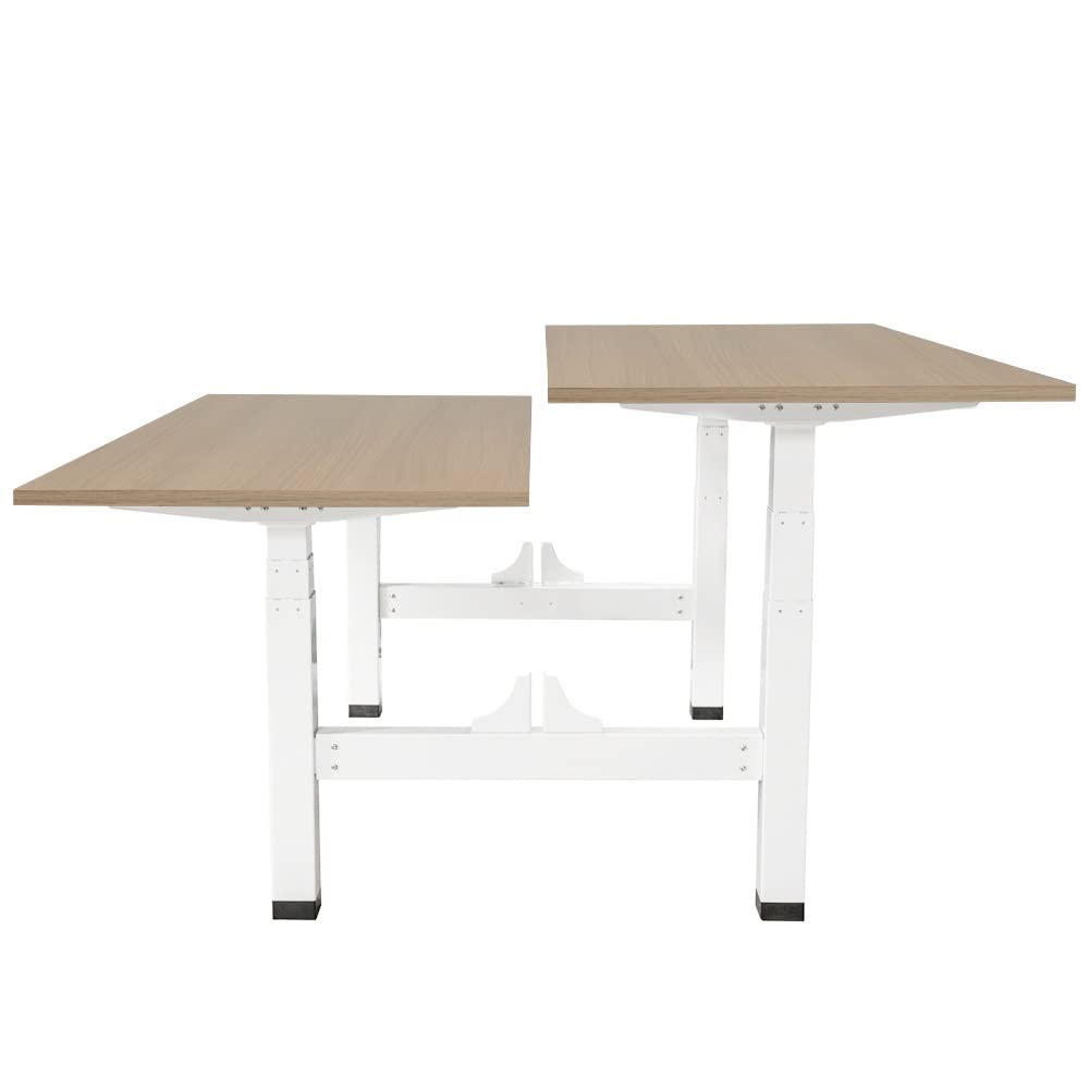 Elektrycznie regulowane podwójne biurko – 140 x 80 cm – podwójny silnik – biały dąb
